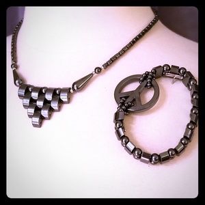 🌺Hematite necklace & bracelet set